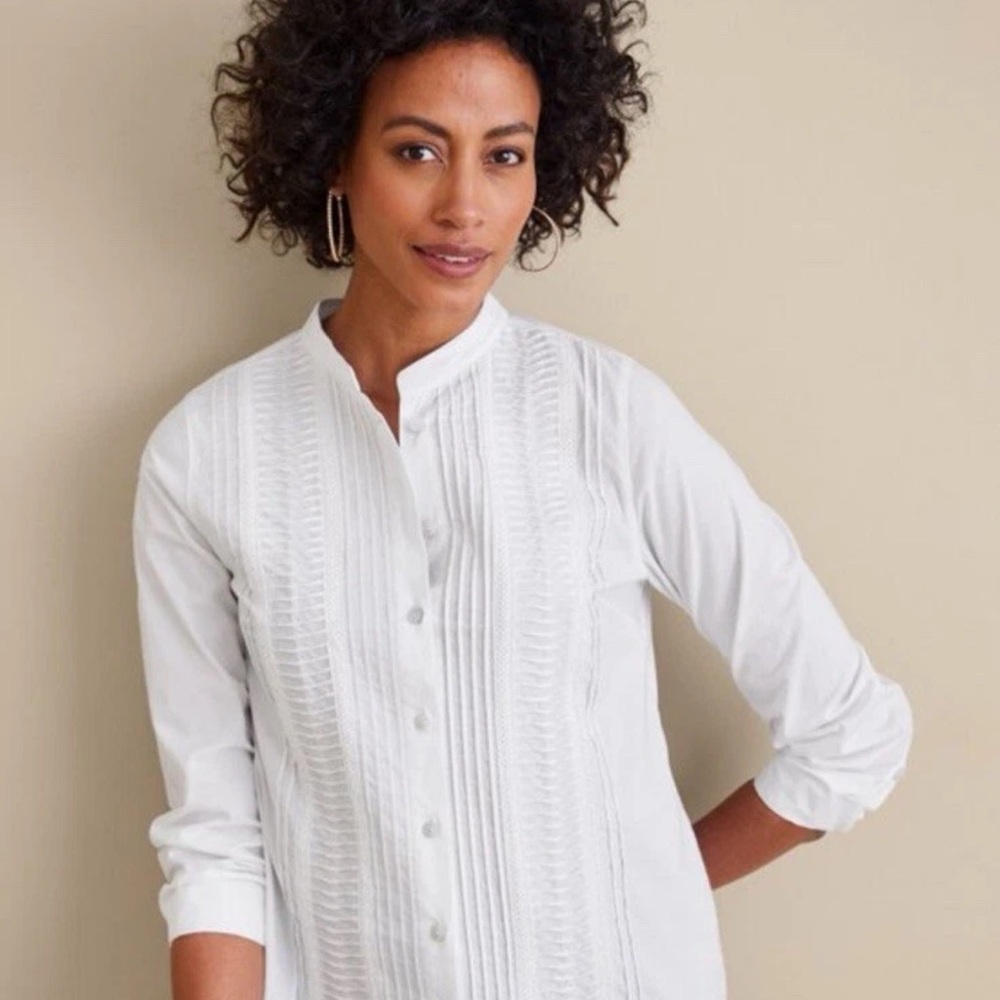 Soft Surroundings Allaro White Button-Down Shirt - Picture 1 of 11
